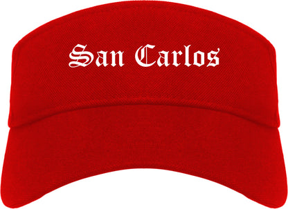 San Carlos California CA Old English Mens Visor Cap Hat Red