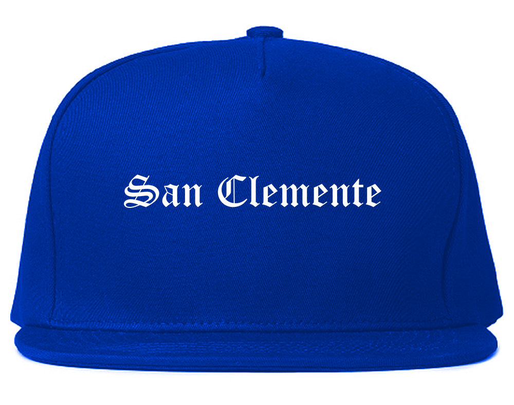 San Clemente California CA Old English Mens Snapback Hat Royal Blue