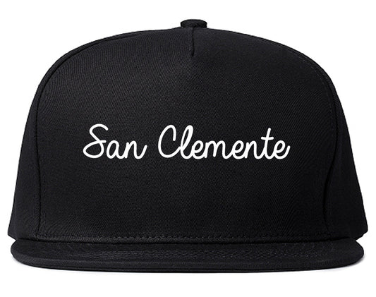 San Clemente California CA Script Mens Snapback Hat Black