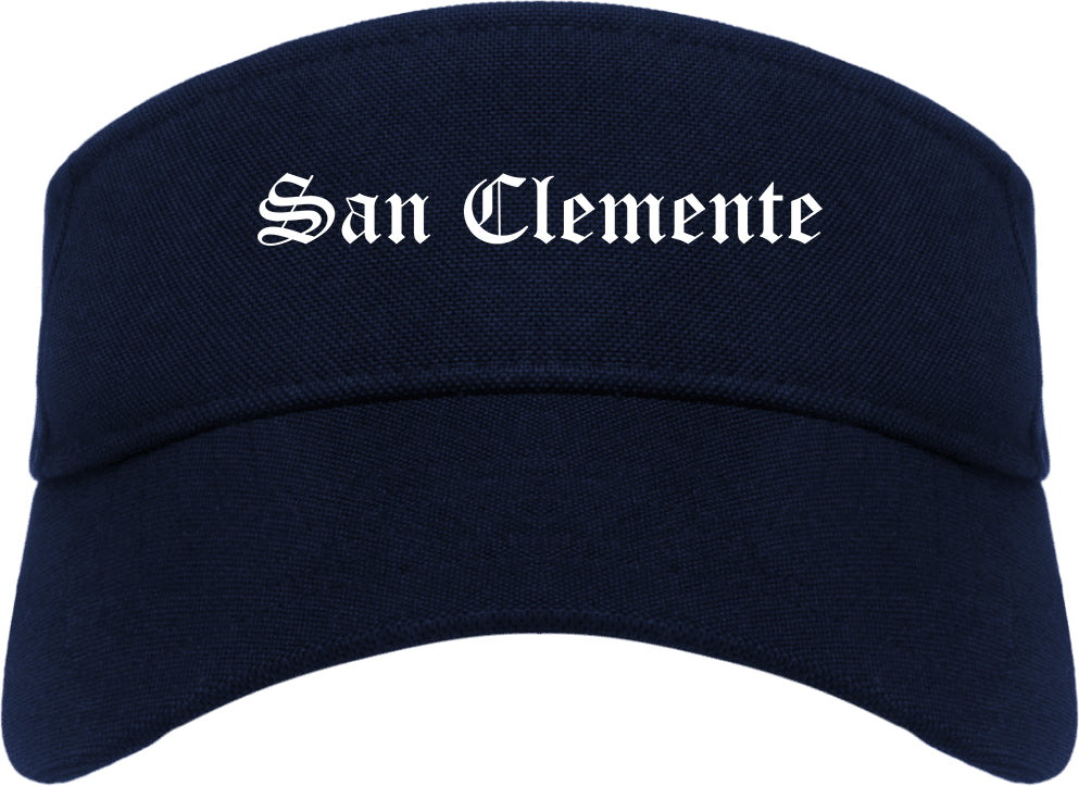 San Clemente California CA Old English Mens Visor Cap Hat Navy Blue