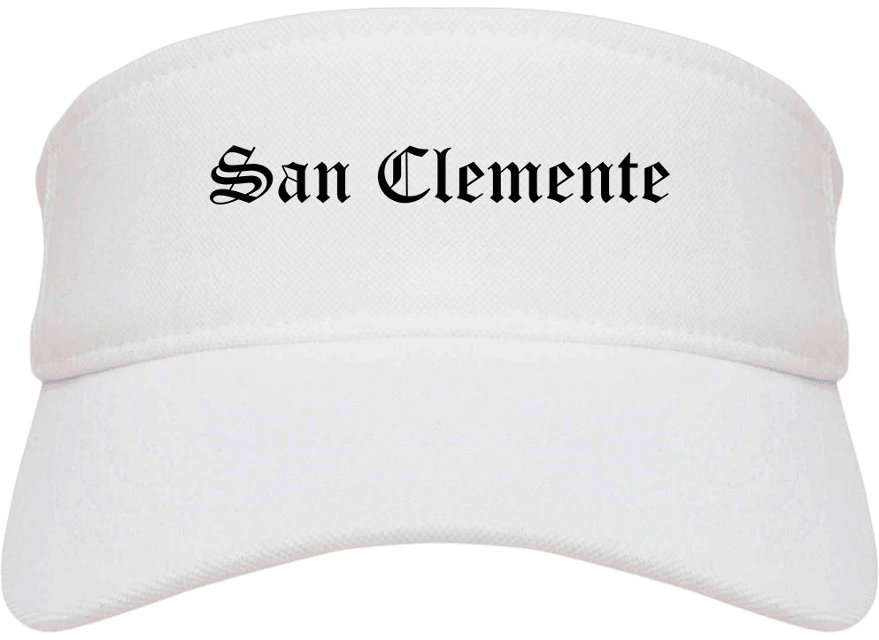 San Clemente California CA Old English Mens Visor Cap Hat White