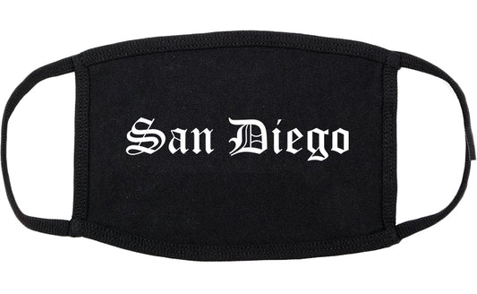 San Diego California CA Old English Cotton Face Mask Black