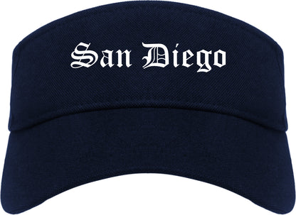 San Diego California CA Old English Mens Visor Cap Hat Navy Blue