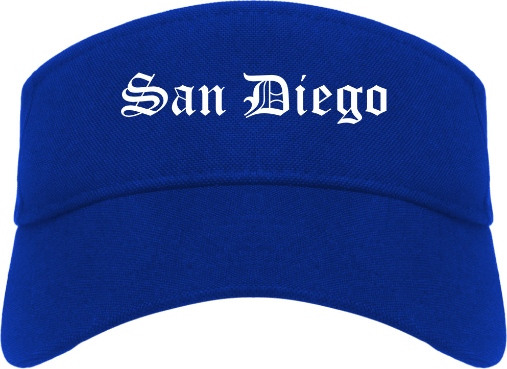 San Diego California CA Old English Mens Visor Cap Hat Royal Blue