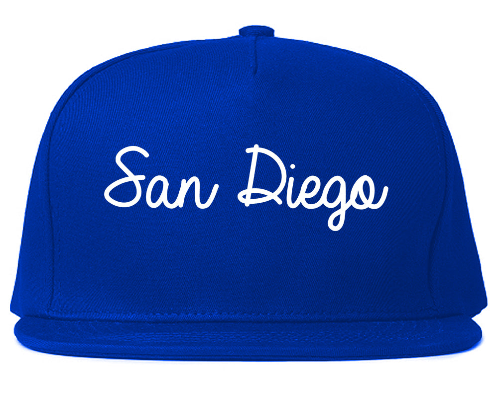 San Diego Texas TX Script Mens Snapback Hat Royal Blue