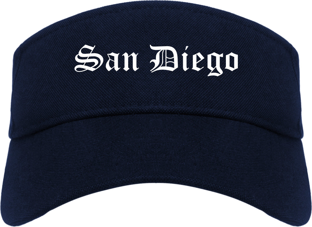 San Diego Texas TX Old English Mens Visor Cap Hat Navy Blue