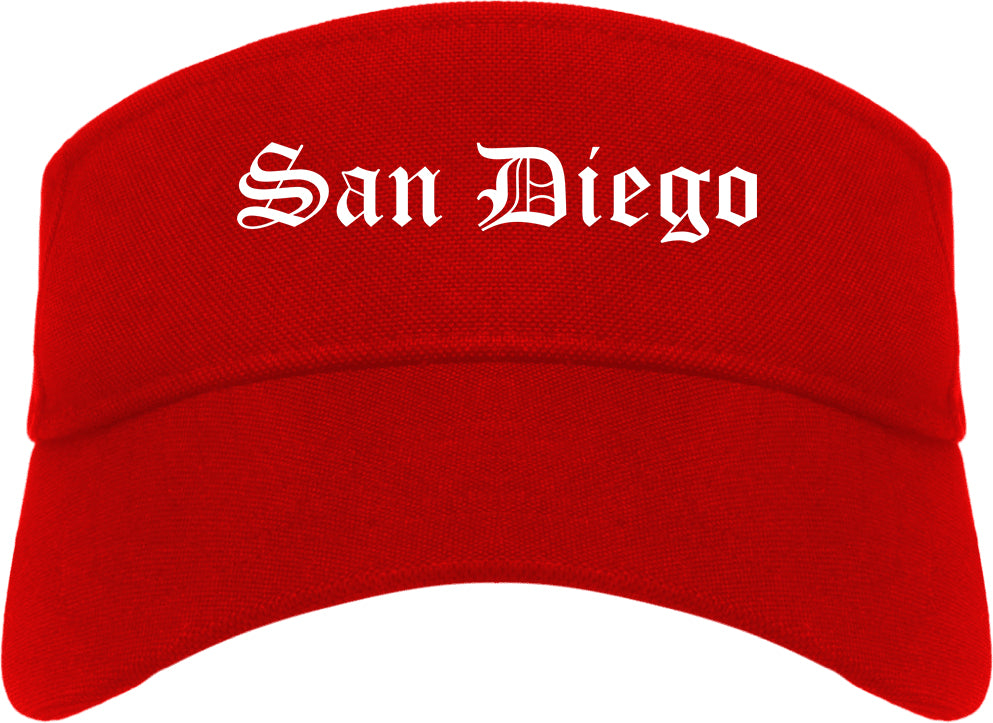 San Diego Texas TX Old English Mens Visor Cap Hat Red
