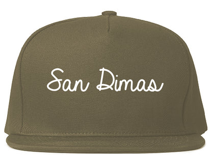 San Dimas California CA Script Mens Snapback Hat Grey
