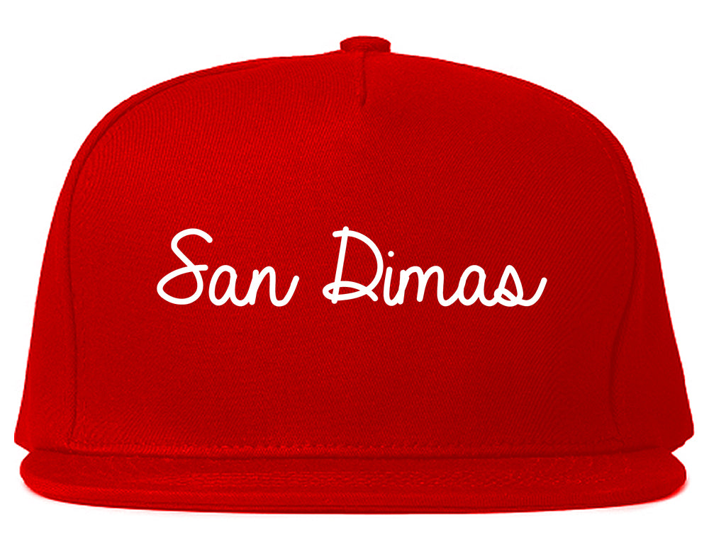 San Dimas California CA Script Mens Snapback Hat Red