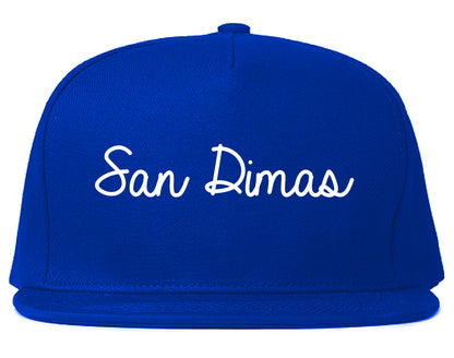 San Dimas California CA Script Mens Snapback Hat Royal Blue