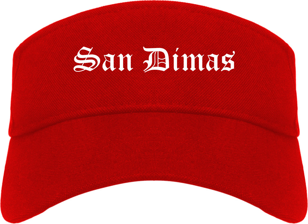 San Dimas California CA Old English Mens Visor Cap Hat Red