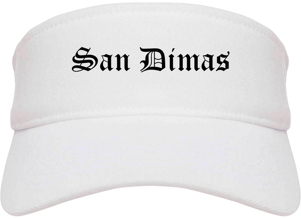 San Dimas California CA Old English Mens Visor Cap Hat White