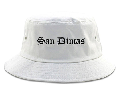 San Dimas California CA Old English Mens Bucket Hat White