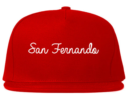 San Fernando California CA Script Mens Snapback Hat Red