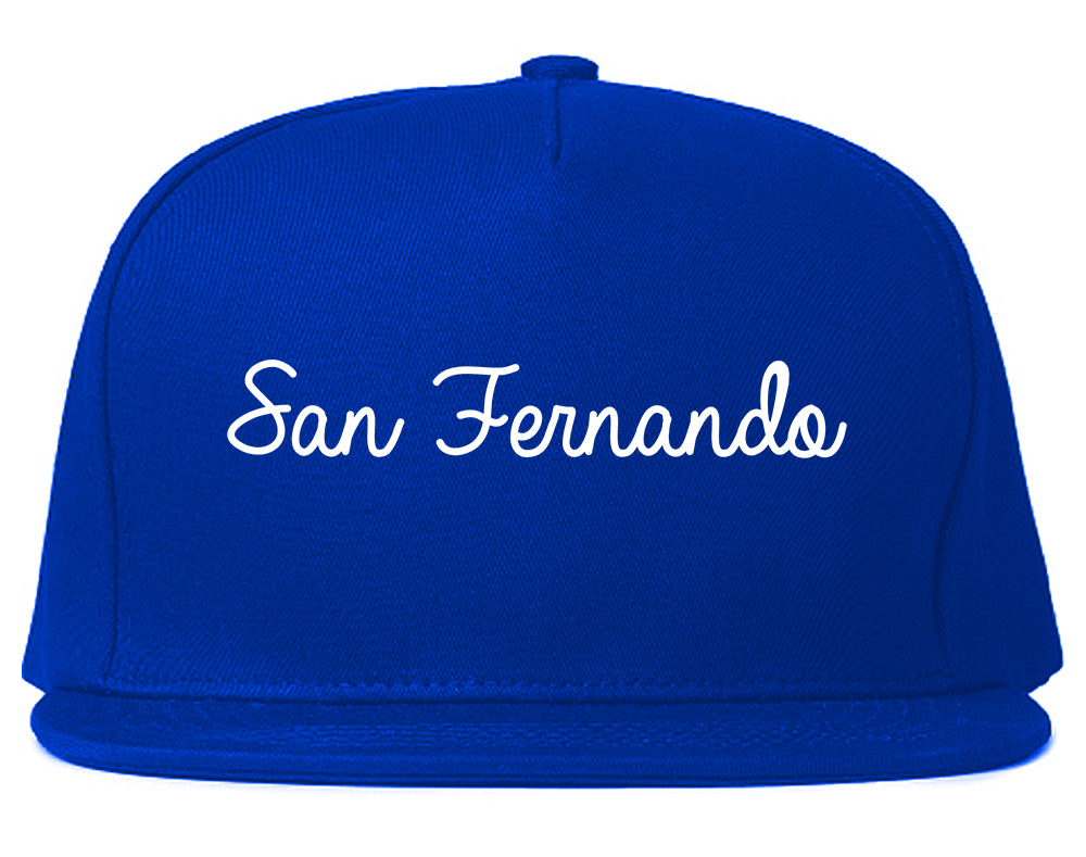 San Fernando California CA Script Mens Snapback Hat Royal Blue