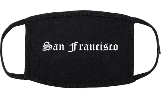 San Francisco California CA Old English Cotton Face Mask Black