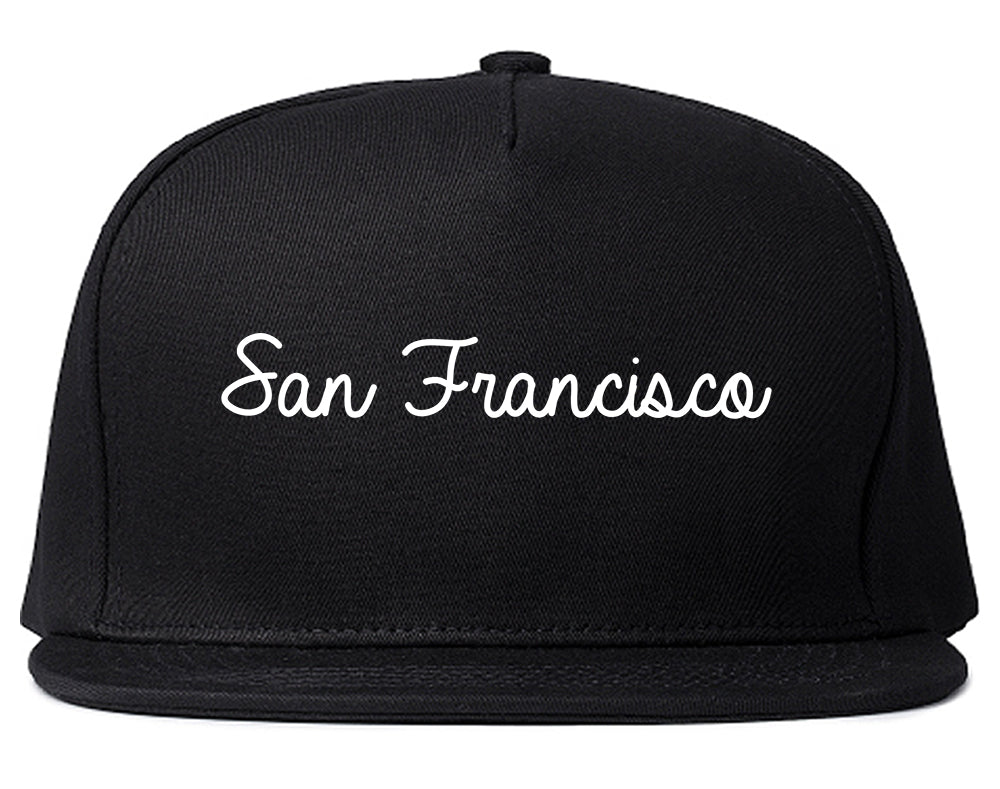 San Francisco California CA Script Mens Snapback Hat Black