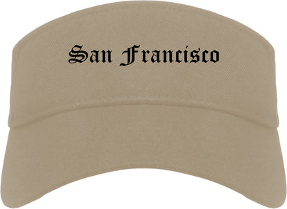 San Francisco California CA Old English Mens Visor Cap Hat Khaki