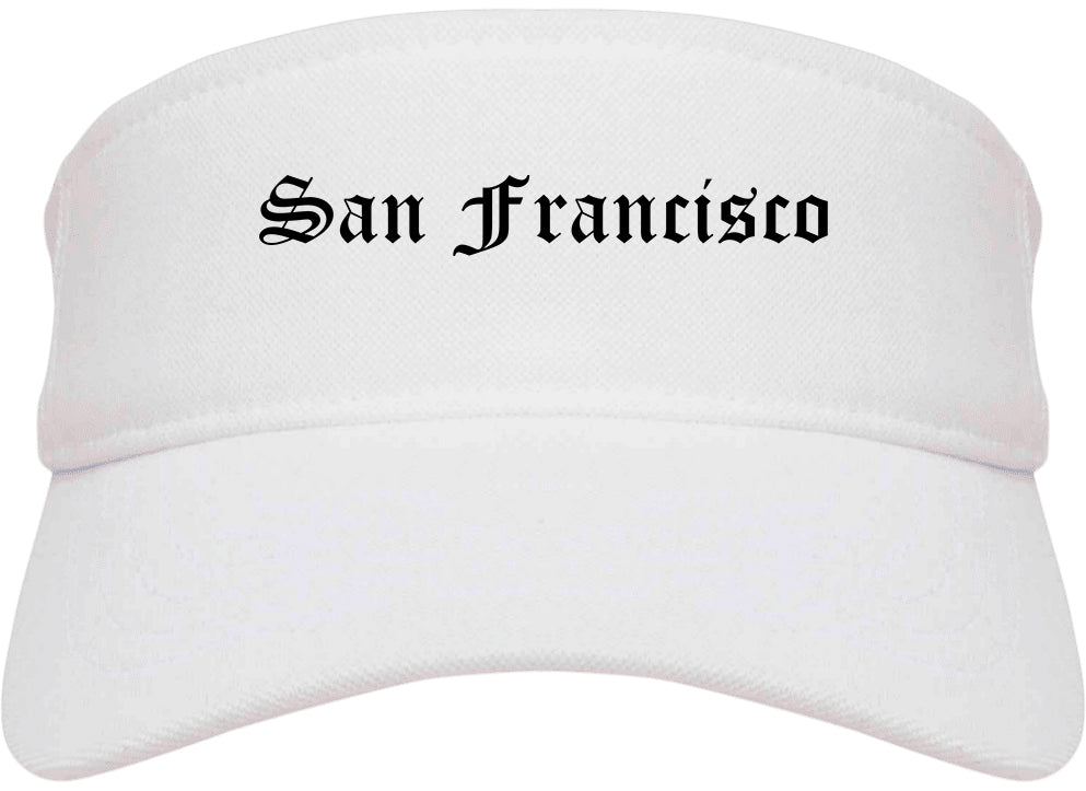 San Francisco California CA Old English Mens Visor Cap Hat White