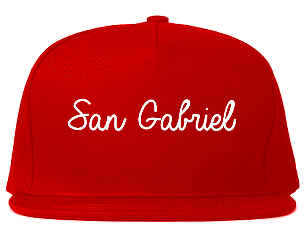 San Gabriel California CA Script Mens Snapback Hat Red
