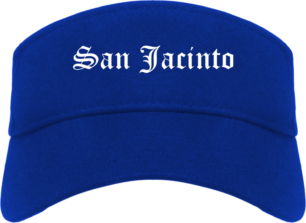 San Jacinto California CA Old English Mens Visor Cap Hat Royal Blue