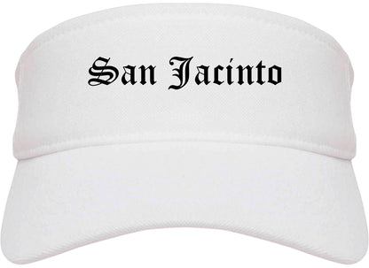 San Jacinto California CA Old English Mens Visor Cap Hat White