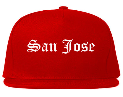 San Jose California CA Old English Mens Snapback Hat Red