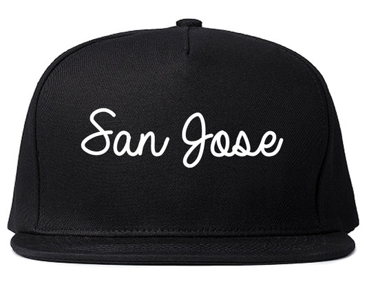 San Jose California CA Script Mens Snapback Hat Black
