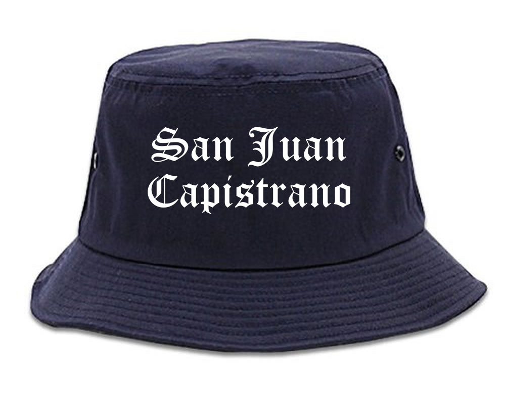 San Juan Capistrano California CA Old English Mens Bucket Hat Navy Blue