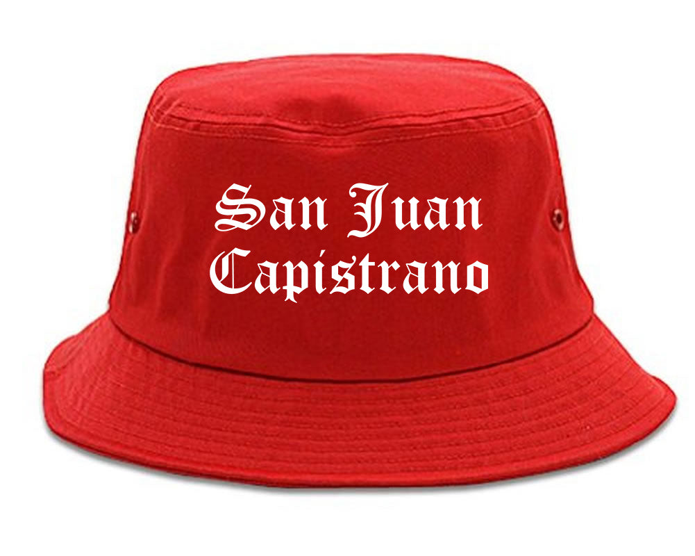 San Juan Capistrano California CA Old English Mens Bucket Hat Red