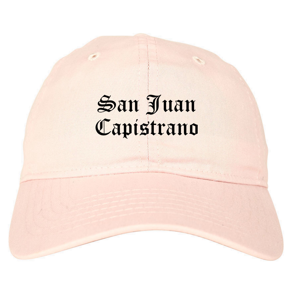 San Juan Capistrano California CA Old English Mens Dad Hat Baseball Cap Pink