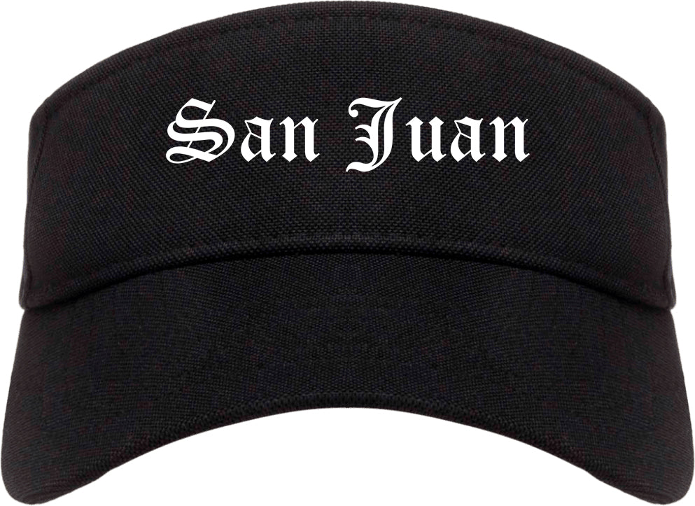 San Juan Texas TX Old English Mens Visor Cap Hat Black