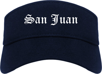 San Juan Texas TX Old English Mens Visor Cap Hat Navy Blue