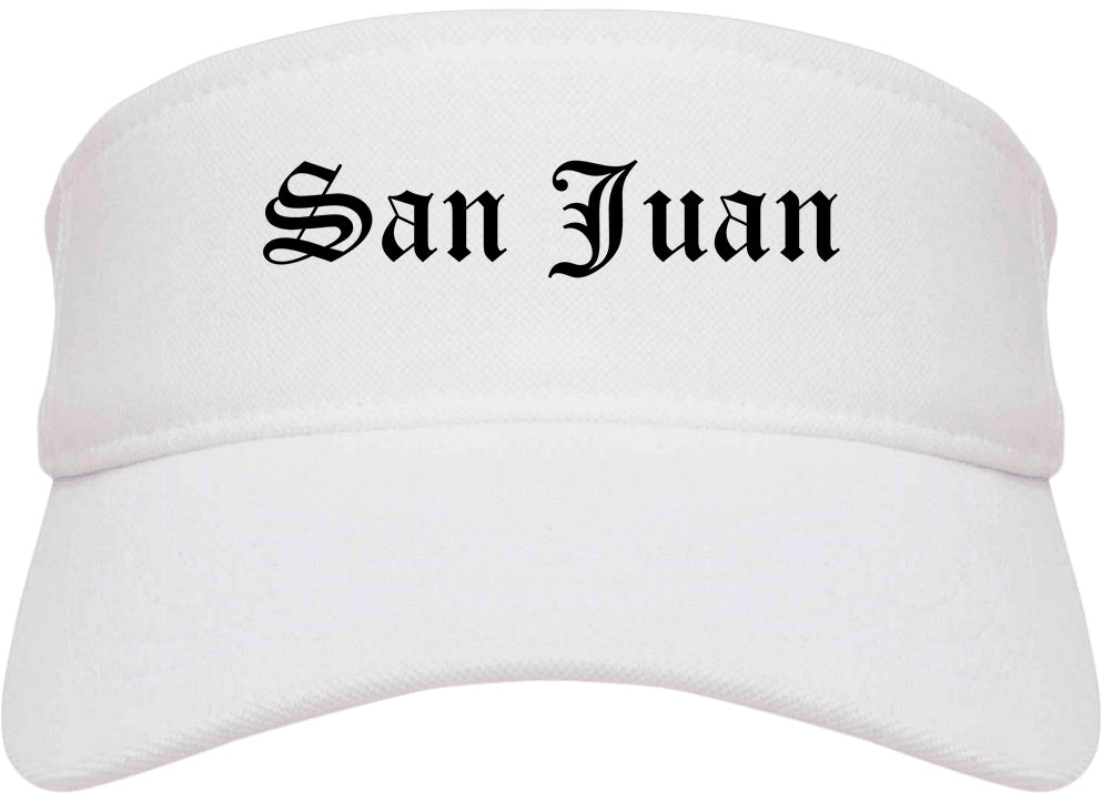 San Juan Texas TX Old English Mens Visor Cap Hat White