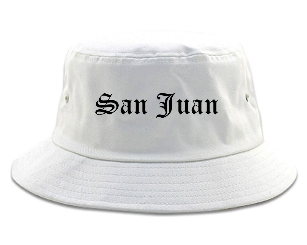 San Juan Texas TX Old English Mens Bucket Hat White