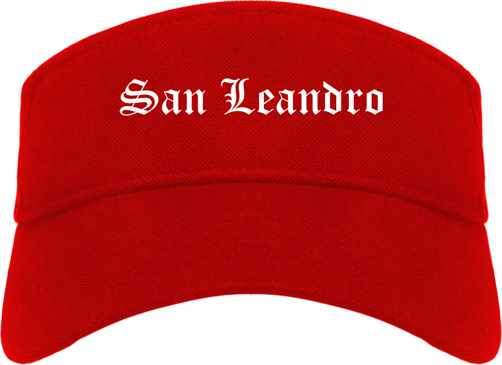 San Leandro California CA Old English Mens Visor Cap Hat Red