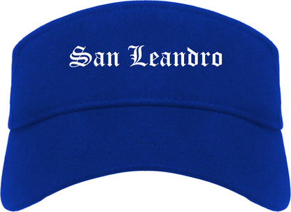 San Leandro California CA Old English Mens Visor Cap Hat Royal Blue