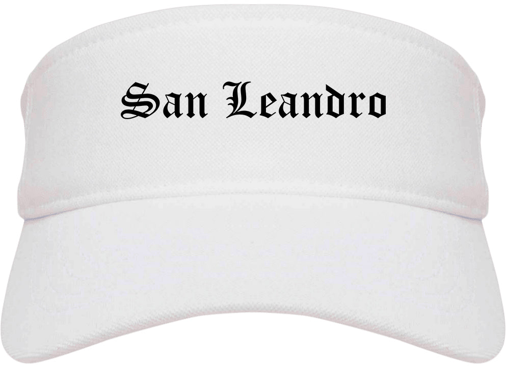 San Leandro California CA Old English Mens Visor Cap Hat White