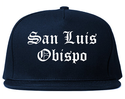 San Luis Obispo California CA Old English Mens Snapback Hat Navy Blue