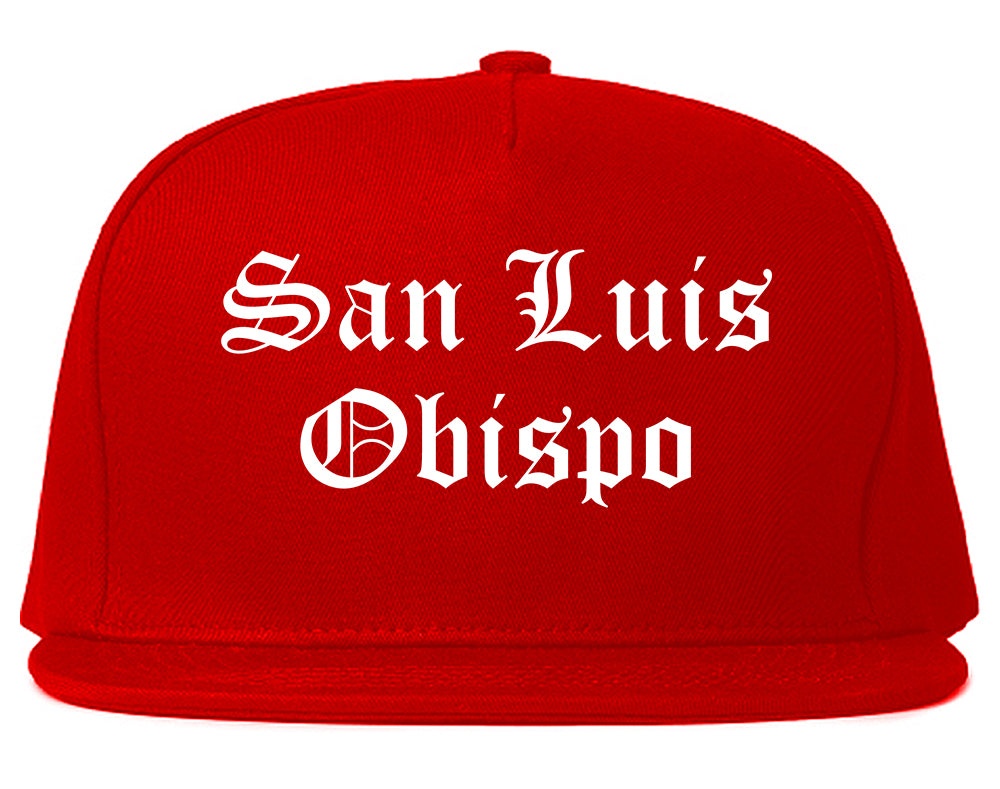 San Luis Obispo California CA Old English Mens Snapback Hat Red