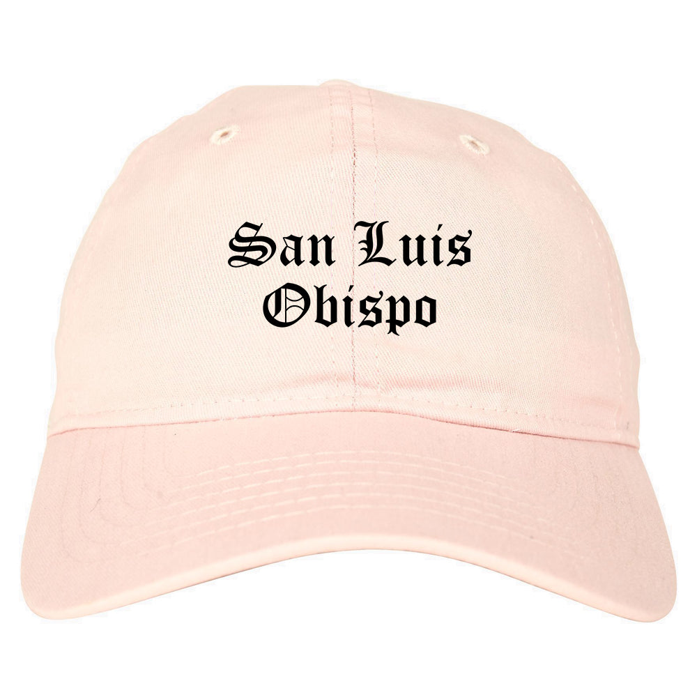 San Luis Obispo California CA Old English Mens Dad Hat Baseball Cap Pink