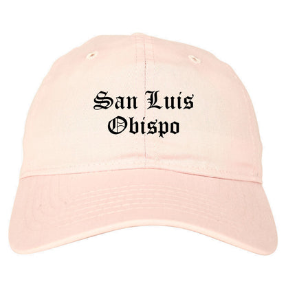 San Luis Obispo California CA Old English Mens Dad Hat Baseball Cap Pink