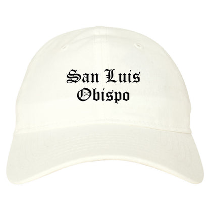San Luis Obispo California CA Old English Mens Dad Hat Baseball Cap White
