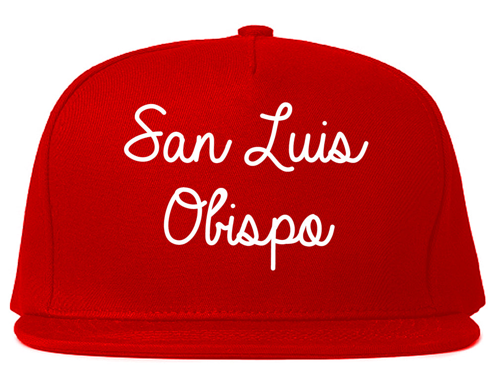 San Luis Obispo California CA Script Mens Snapback Hat Red