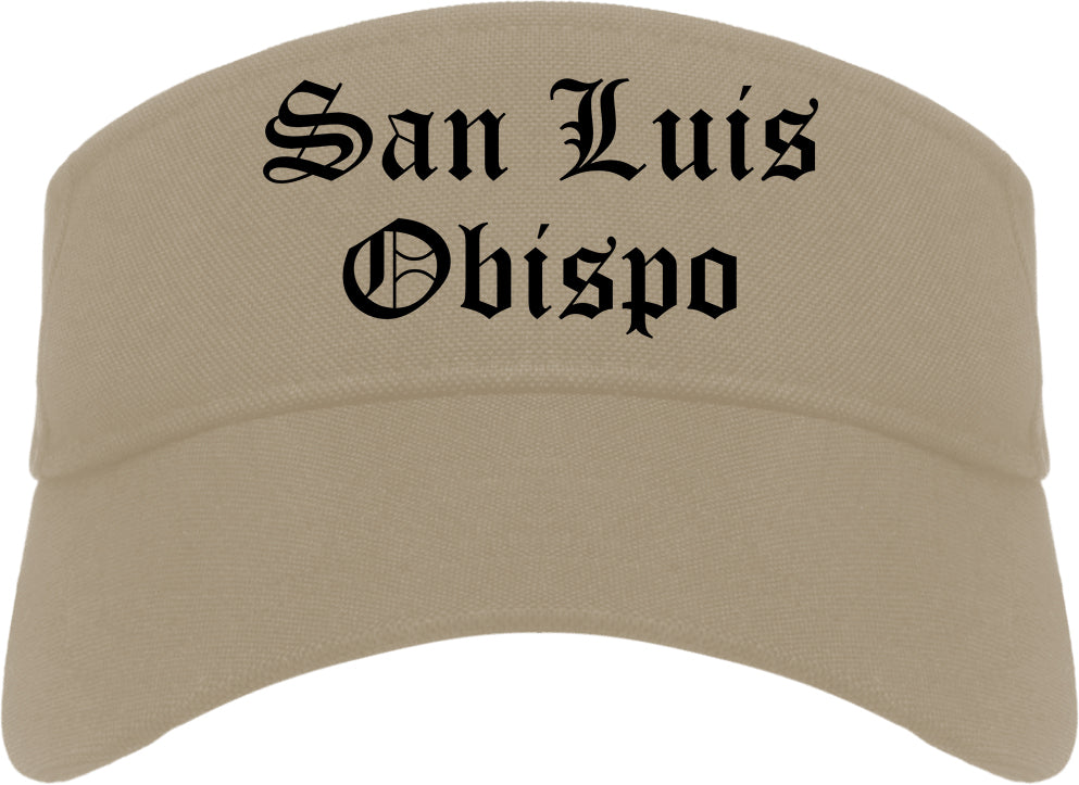 San Luis Obispo California CA Old English Mens Visor Cap Hat Khaki