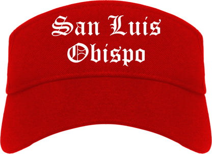 San Luis Obispo California CA Old English Mens Visor Cap Hat Red