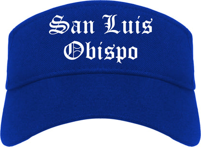 San Luis Obispo California CA Old English Mens Visor Cap Hat Royal Blue