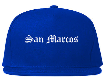 San Marcos California CA Old English Mens Snapback Hat Royal Blue