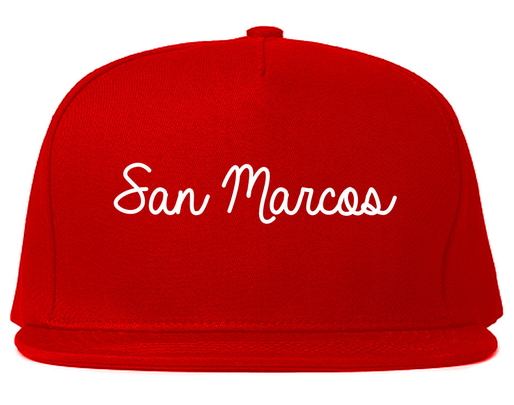 San Marcos California CA Script Mens Snapback Hat Red