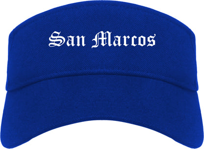 San Marcos California CA Old English Mens Visor Cap Hat Royal Blue